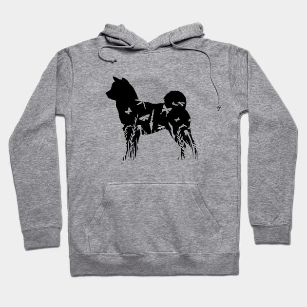 Floral Akita puppy silhouette flowers pattern Hoodie by Wakzs3Arts